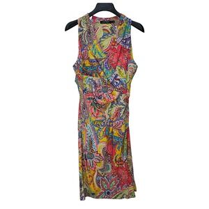 Lauren Ralph Lauren Faux Wrap Dress Womens 10 Multicolor Paisley - No Lining